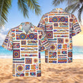 Neon Aztec Hawaiian Shirt, Tribal Geometric Print, Unisex Aloha Shirt