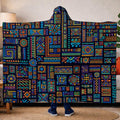 Tribal Fleece Hooded Blanket, Oversized Wearable Blanket